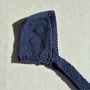 Dark Blue Knitted Bonnet with scarf